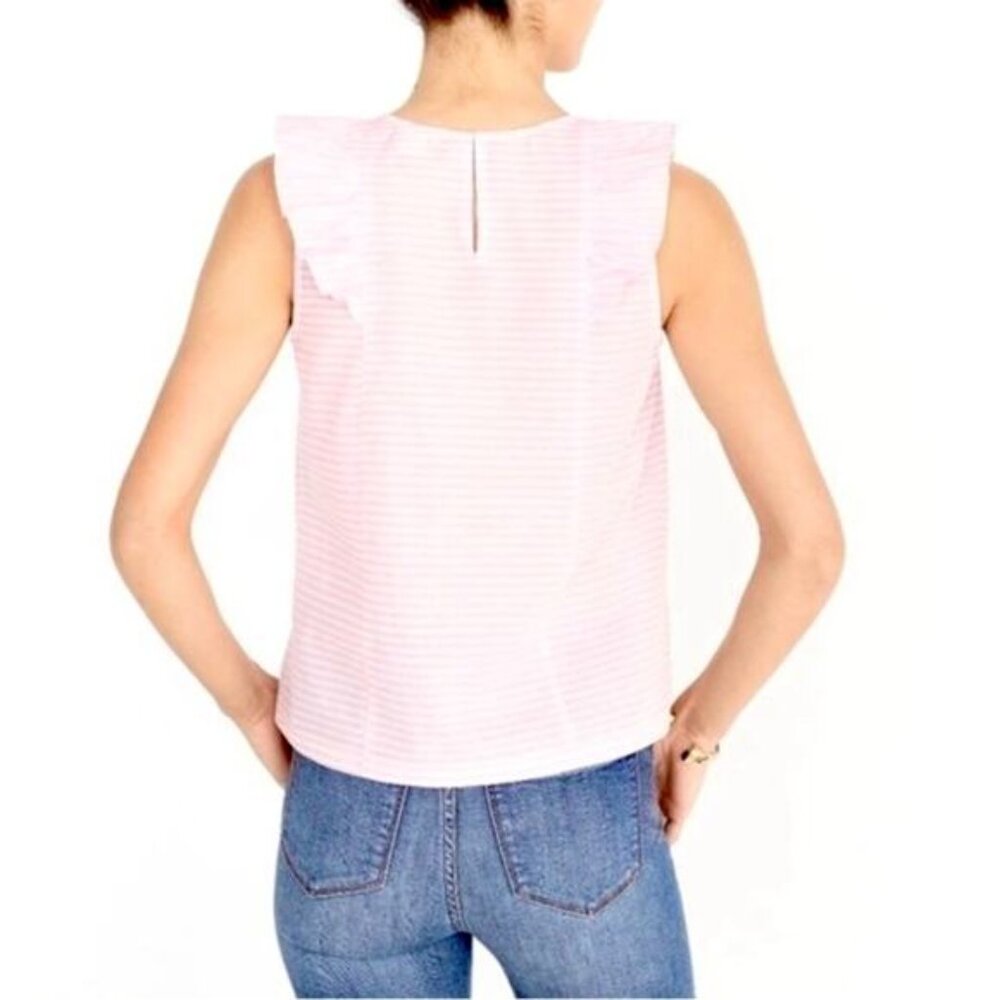 High Quality J. Crew Size 6 Small Pink White Stripe Sleeveless Top - Picture 2 of 8